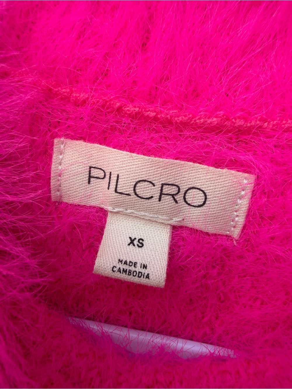 Anthropologie Pilcro  Womens Neon Pink Fuzzy Eyelash Baby Sweater Tee Top - Picture 3 of 4